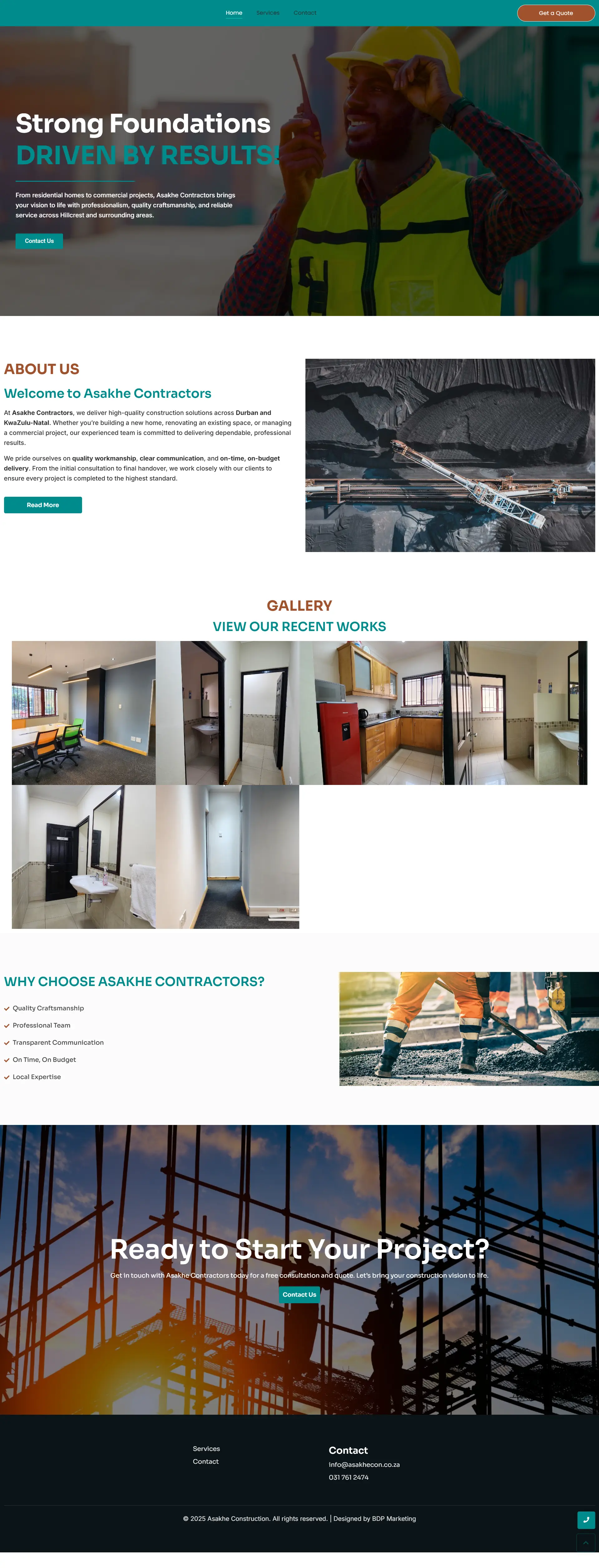 Asakhe Contractors website