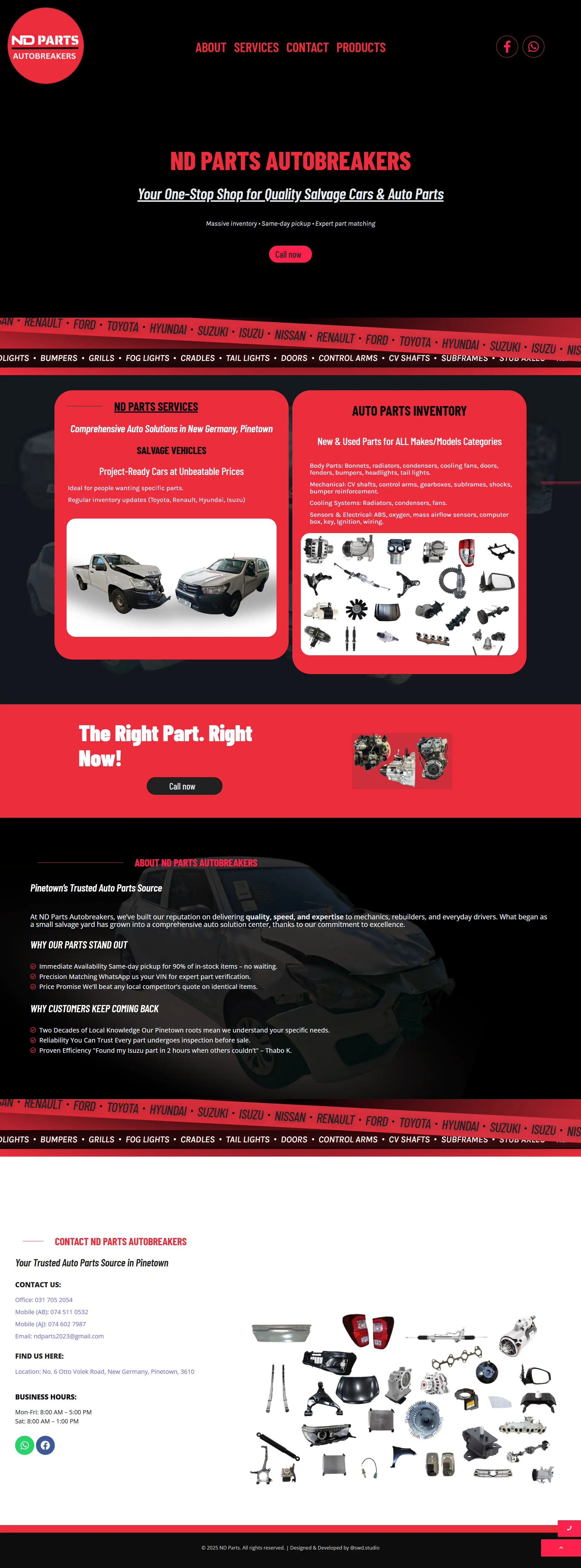 ND Parts website